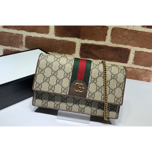 Gucci Ophidia chain wallet in Beige ebony Supreme canvas