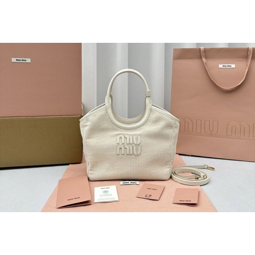 Miu Miu IVY corduroy Small bag in Light Gray corduroy
