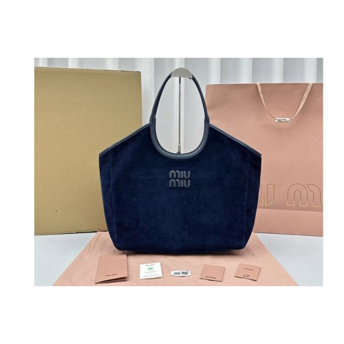 Miu Miu 5BG276 IVY corduroy Small bag in Navy Blue corduroy