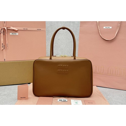 Miu Miu 5BB117 Leather Beau bag in Brown Leather