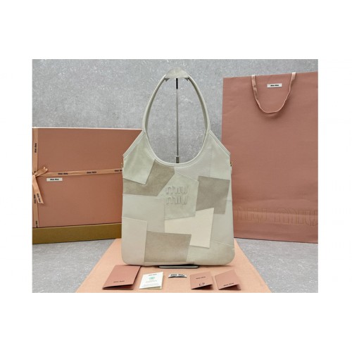Miu Miu 5BG231 IVY leather patchwork bag in White Leather