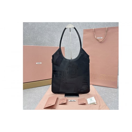 Miu Miu 5BG231 IVY leather patchwork bag in Black Leather