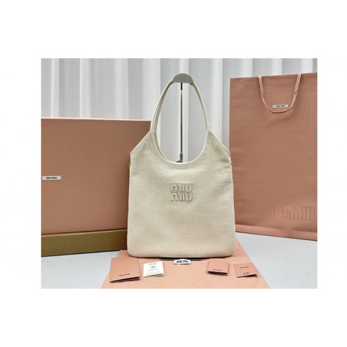 Miu Miu 5BG231 IVY corduroy bag in Light Gray corduroy