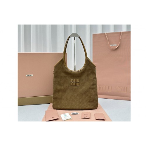Miu Miu 5BG231 IVY corduroy bag in Brown corduroy
