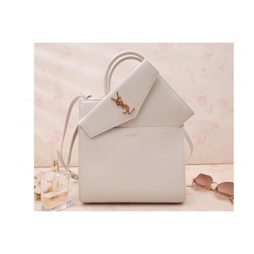 YSL UPTOWN Small tote Bags White Shiny Smooth Leather