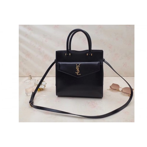 YSL UPTOWN Small tote Bags Black Shiny Smooth Leather