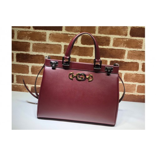 Gucci Zumi medium top handle bag in Wine Leather