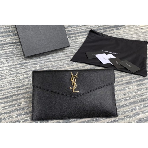 YSL uptown pouch in Black GRAIN DE POUDRE EMBOSSED LEATHER