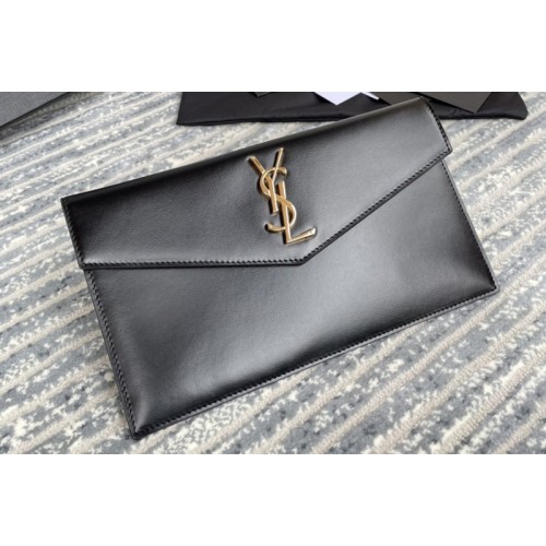 YSL uptown pouch in Black Smooth Leather