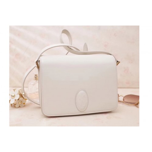 YSL Le 61 Saddle Bag In White Smooth Leather