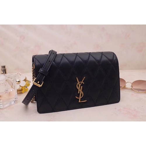 YSL ANGIE Chain Bag In Black Diamond Quilted Lambskin Leather