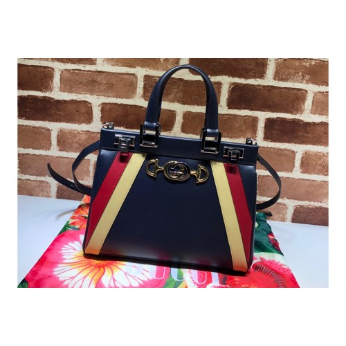 Gucci Zumi grainy leather small top handle bag in Blue Grainy leather
