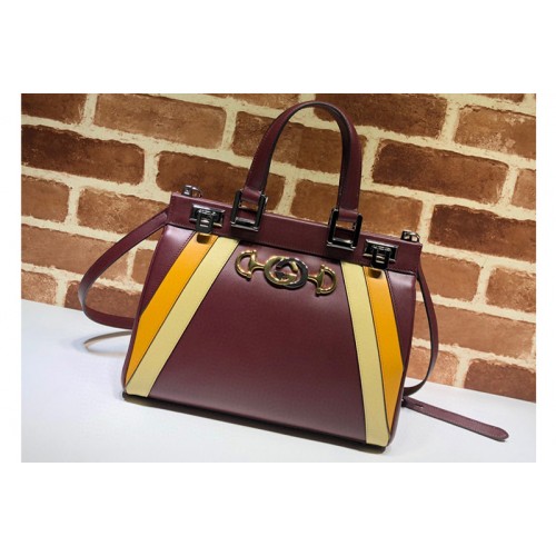 Gucci Zumi grainy leather small top handle bag in Burgundy Grainy leather