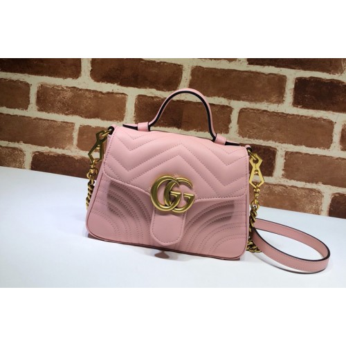 Gucci Marmont mini top handle bag in Pastel pink matelasse chevron leather with heart