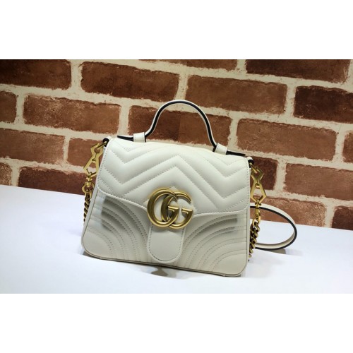Gucci Marmont mini top handle bag in White matelasse chevron leather with heart