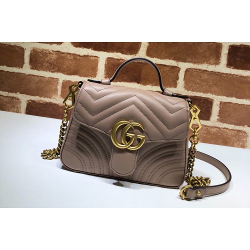 Gucci Marmont mini top handle bag in Dusty pink matelasse chevron leather with heart