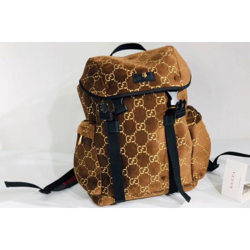 Gucci Medium velvet backpack Brown and beige velvet