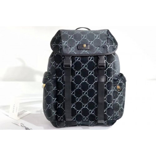 Gucci Medium velvet backpack Blue and beige velvet