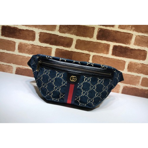 Gucci velvet belt bag in Blue and beige velvet