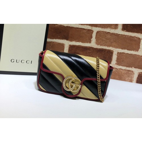 Gucci Marmont super mini bag in Black Beige Matelasse leather