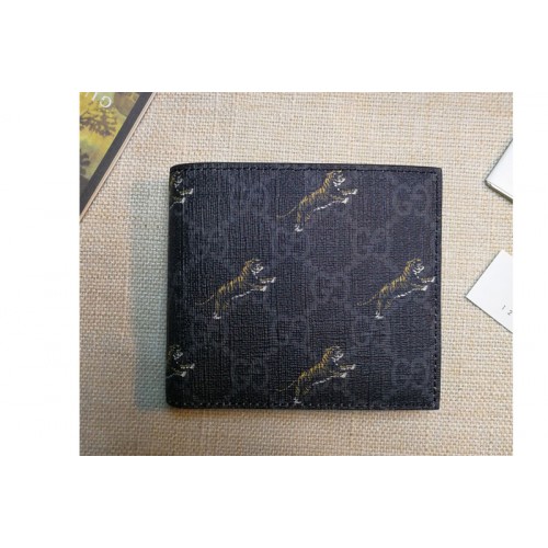 Gucci wallet with tiger print Black grey Supreme canvas