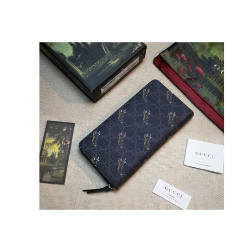 Gucci wallet with tiger print Black grey Supreme canvas