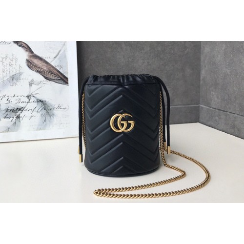 Gucci Marmont mini bucket bag Black matelasse chevron leather