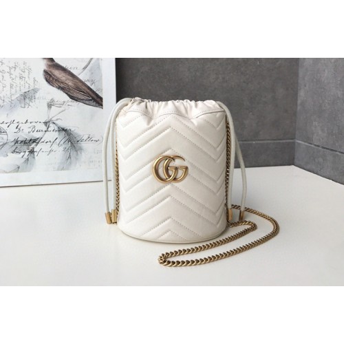 Gucci Marmont mini bucket bag White matelasse chevron leather