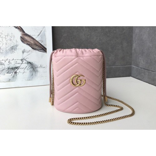 Gucci Marmont mini bucket bag Pink matelasse chevron leather