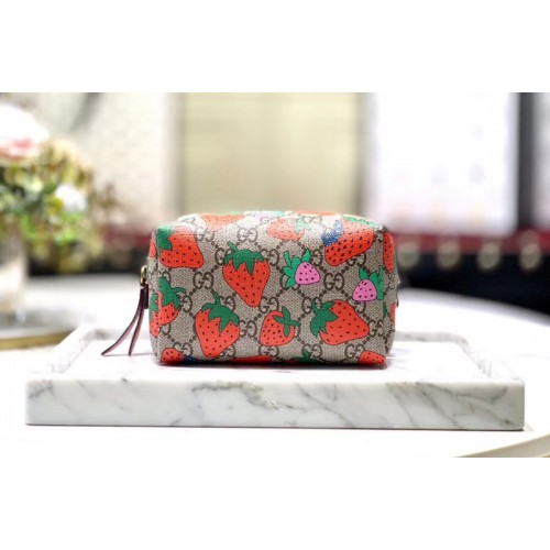 Gucci cosmetic case with Gucci Strawberry print
