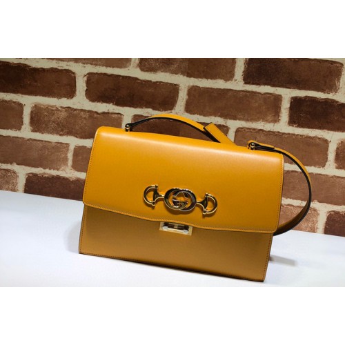 Gucci Zumi smooth leather small shoulder bag in Orange smooth leather