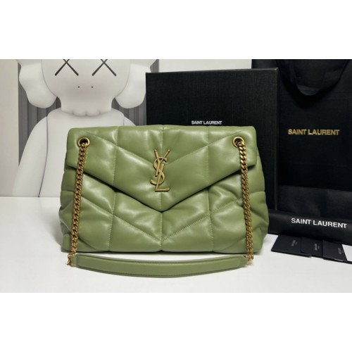 YSL Loulou Puffer Medium Bag in Green Quilted Lambskin Leather
