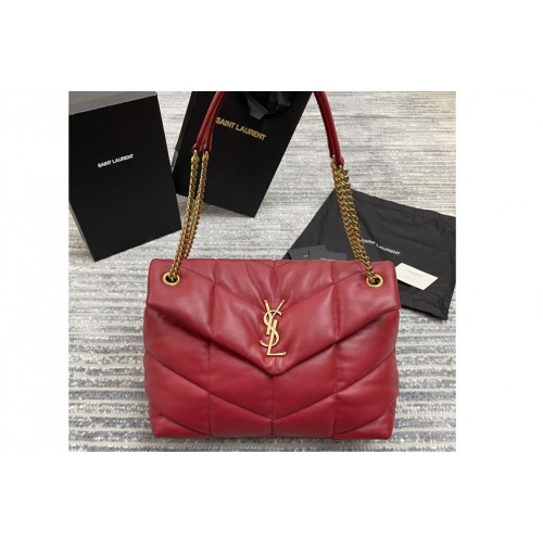 YSL Loulou Puffer Medium Bag in Red Quilted Lambskin Leather Gold Hardware