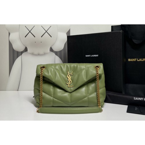 YSL LOULOU PUFFER SMALL BAG IN Green QUILTED LAMBSKIN
