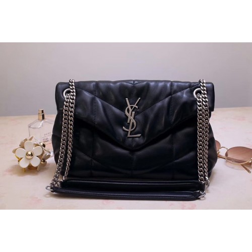 YSL Loulou Small Bag in Black Quilted Lambskin Leather Silver Hardware