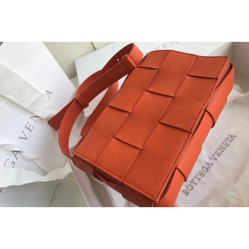 Bottega Veneta BV Cassette Crossbody bag In Orange Lambskin Leather