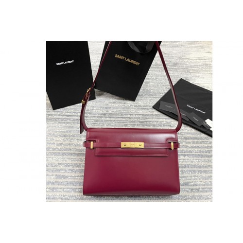 YSL MANHATTAN SHOULDER BAG IN Red SMOOTH LEATHER