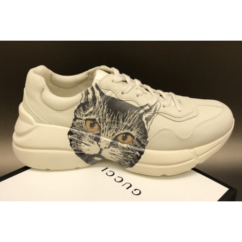 Women and Men Gucci Rhyton sneaker with Mystic Cat in White Leather