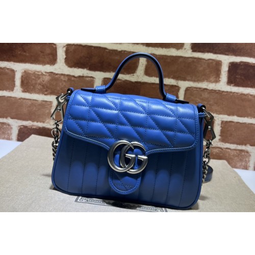 Gucci Marmont mini top handle bag in Blue matelasse leather