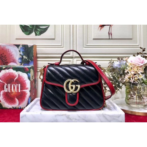 Gucci Marmont mini top handle bags Black leather