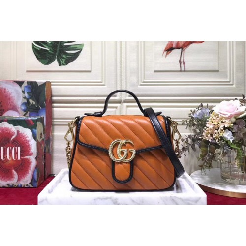 Gucci Marmont mini top handle bags cognac leather