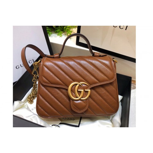 Gucci Marmont mini top handle bag in Brown diagonal matelasse leather