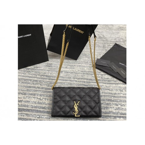 YSL BECKY CHAIN WALLET IN Black QUILTED LAMBSKIN