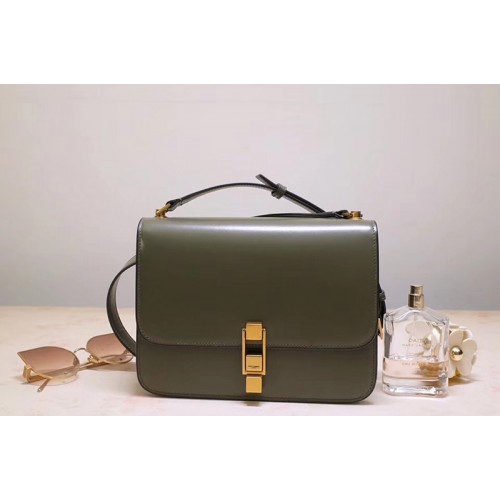 YSL Carre Satchel Bags In Green Smooth Leather