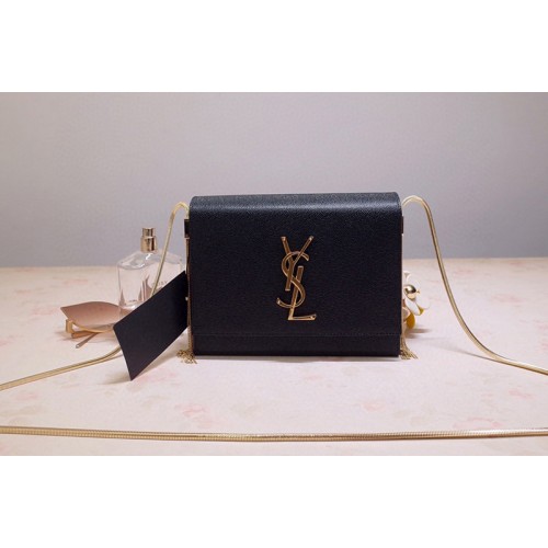 YSL Kate Box Bags In Black Grain de Poudre Embossed Leather