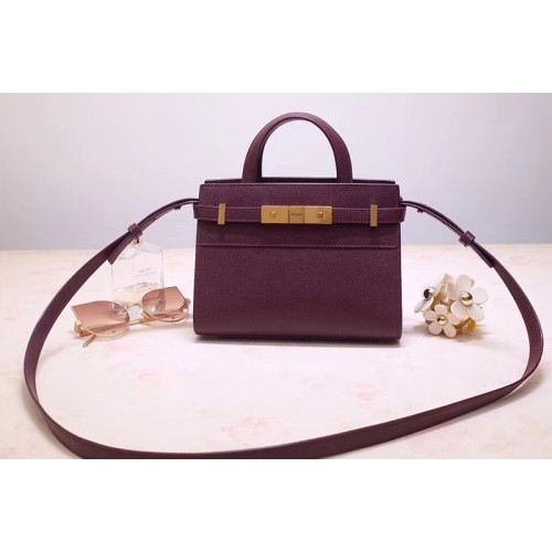 YSL Manhattan Nano Bag in Purple Grain de Poudre Embossed Leather