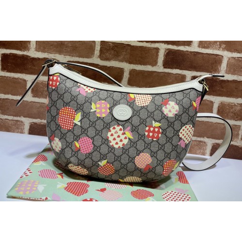 Gucci Les Pommes Ophidia small bag in Beige and ebony Supreme canvas with apple print