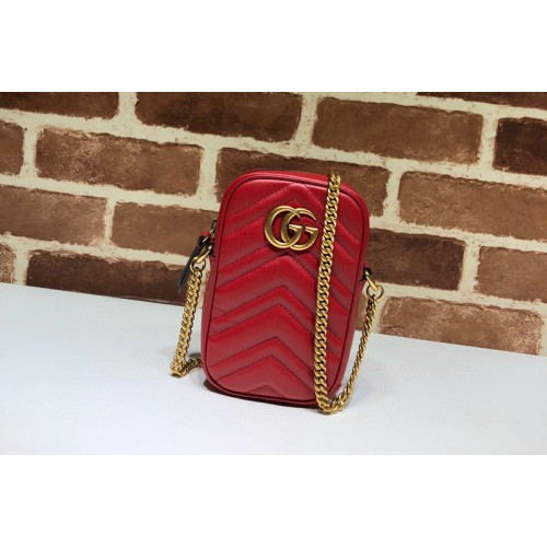 Gucci Marmont mini bag in Red matelasse chevron leather