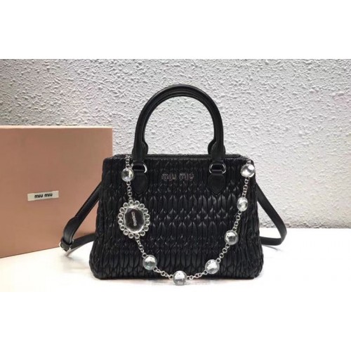 Miu Miu Cloquet Nappa Leather Tote Bag 5BA067 Black