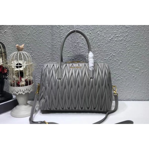 Miu Miu 5BB033 Matelassse Nappa Leather Top Handle Bags Gray